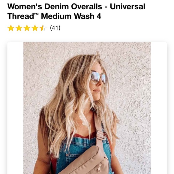 TARGET denim overalls raw hem size 4 Medium Wash Universal Thread tapered leg - Picture 5 of 5